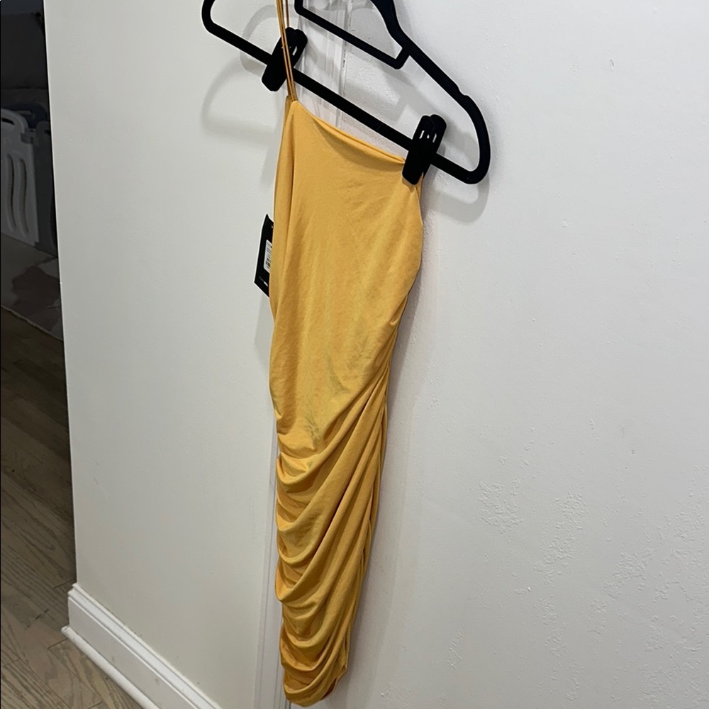 Mustard yellow sexy midi dress